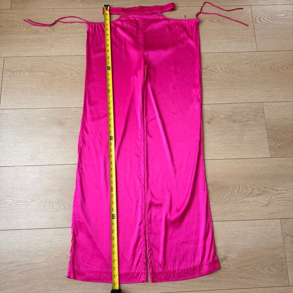 Camila Coelho hot pink satin hip cutout Wide-Leg Pants size small - Picture 12 of 16